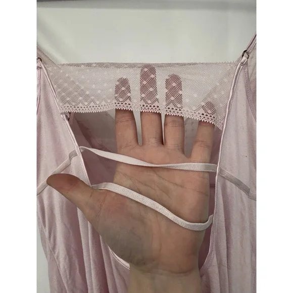 Y2K Victoria's Secret Pink Negligee Lingerie Mini Slip Dress Lace Coquette L‎ - Picture 7 of 11